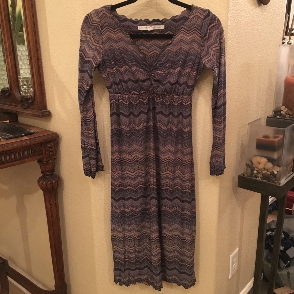 Vintage JAPANESE WEEKEND Women Zig Zag Earthy Color Maternity Dress Size Xsmall